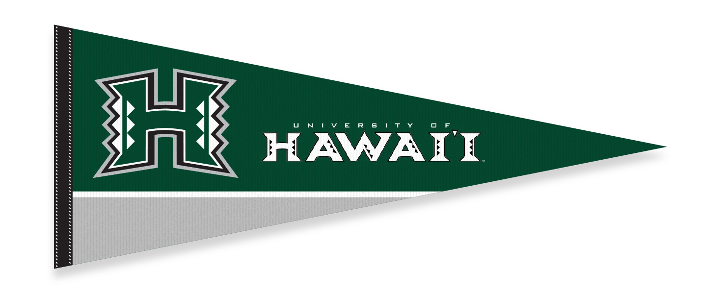 university of hawaii pennant in green, black, white, and gray